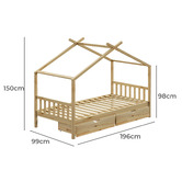 Living Fusion Kids&#039; Alec Pine Wood Single Bed with Storage