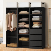 Living Fusion 3 Piece Black Cassandra 159cm Wardrobe Set