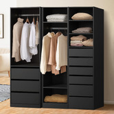 Living Fusion 3 Piece Black Cassandra 185cm Wardrobe Set