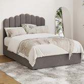 Living Fusion Grey Ellora Velvet Gas Lift Bed Frame