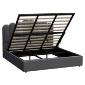 Living Fusion Grey Ellora Velvet Gas Lift Bed Frame