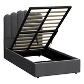 Living Fusion Grey Ellora Velvet Gas Lift Bed Frame