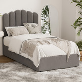 Living Fusion Grey Ellora Velvet Gas Lift Bed Frame