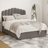 Living Fusion Grey Ellora Velvet Gas Lift Bed Frame