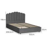 Living Fusion Grey Ellora Velvet Gas Lift Bed Frame