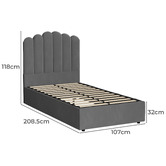 Living Fusion Grey Ellora Velvet Gas Lift Bed Frame
