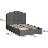 Living Fusion Grey Ellora Velvet Gas Lift Bed Frame