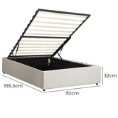 Living Fusion Beige Aldan Gas Lift Storage Bed Base