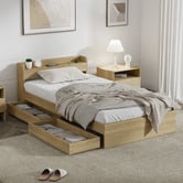 Living Fusion Natural Cassandra Bed with USB Port &amp; Drawers