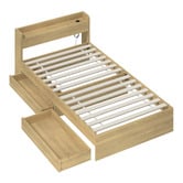 Living Fusion Natural Cassandra Bed with USB Port &amp; Drawers
