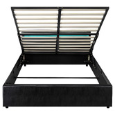 Living Fusion Black Colson Faux Leather Gas Lift Bed with LED