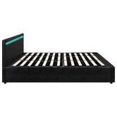 Living Fusion Black Colson Faux Leather Gas Lift Bed with LED