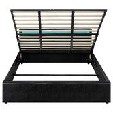 Living Fusion Black Colson Faux Leather Gas Lift Bed with LED