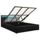 Living Fusion Black Colson Faux Leather Gas Lift Bed with LED