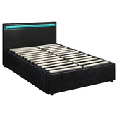 Living Fusion Black Colson Faux Leather Gas Lift Bed with LED