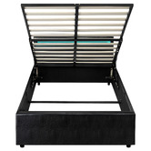 Living Fusion Black Colson Faux Leather Gas Lift Bed with LED