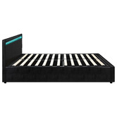 Living Fusion Black Colson Faux Leather Gas Lift Bed with LED