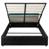 Living Fusion Black Colson Faux Leather Gas Lift Bed with LED