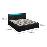 Living Fusion Black Colson Faux Leather Gas Lift Bed with LED