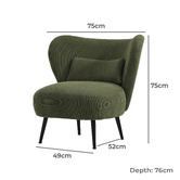 Living Fusion Aleyn Corduroy Velvet Wing Back Chair