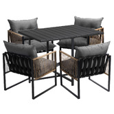 Living Fusion 4 Seater Square Hicks Outdoor Dining Table &amp; Chair Set