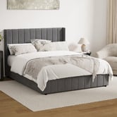 Living Fusion Meier Velvet Gas Lift Storage Bed Frame