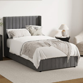 Living Fusion Meier Velvet Gas Lift Storage Bed Frame