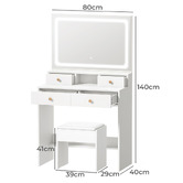Living Fusion 2 Piece Livia LED Dressing Table &amp; Stool Set