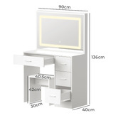 Living Fusion 2 Piece Caroline LED Dressing Table &amp; Stool Set