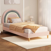 Living Fusion Pink Sarah Velvet Single Bed