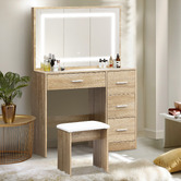 Living Fusion 2 Piece Caroline LED Dressing Table &amp; Stool Set