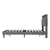 Living Fusion Crosby Upholstered Bed with Storage Headboard &amp; LED
