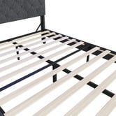 Living Fusion Crosby Upholstered Bed with Storage Headboard &amp; LED