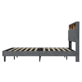 Living Fusion Crosby Upholstered Bed with Storage Headboard &amp; LED