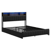 Living Fusion Garrett Upholstered 4 Drawer Queen Bed with LED