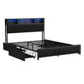 Living Fusion Garrett Upholstered 4 Drawer Queen Bed with LED