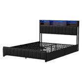 Living Fusion Garrett Upholstered 4 Drawer Queen Bed with LED
