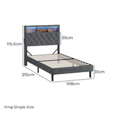 Living Fusion Crosby Upholstered Bed with Storage Headboard &amp; LED