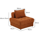 Living Fusion Bettina Corduroy Velvet Armless Lounge Chairs