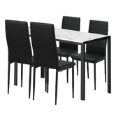 Living Fusion 4 Seater Melati PU Leather Dining Table &amp; Chair Set