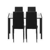 Living Fusion 4 Seater Melati PU Leather Dining Table &amp; Chair Set