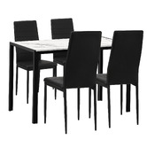 Living Fusion 4 Seater Melati PU Leather Dining Table &amp; Chair Set
