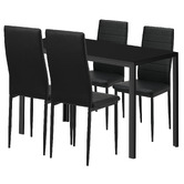 Living Fusion 4 Seater Osmund PU Leather Dining Table &amp; Chair Set