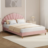 Living Fusion Pink Florin Velvet Bed