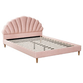 Living Fusion Pink Florin Velvet Bed