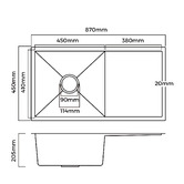 Living Fusion Aysel 870mm Single Kitchen Sink with Drainer
