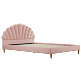 Living Fusion Pink Florin Velvet Bed