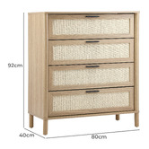 Living Fusion Elida Rattan 4 Drawer Chest