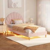Living Fusion Pink Florin Velvet Bed