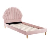 Living Fusion Pink Florin Single Velvet Kid's Bed Frame